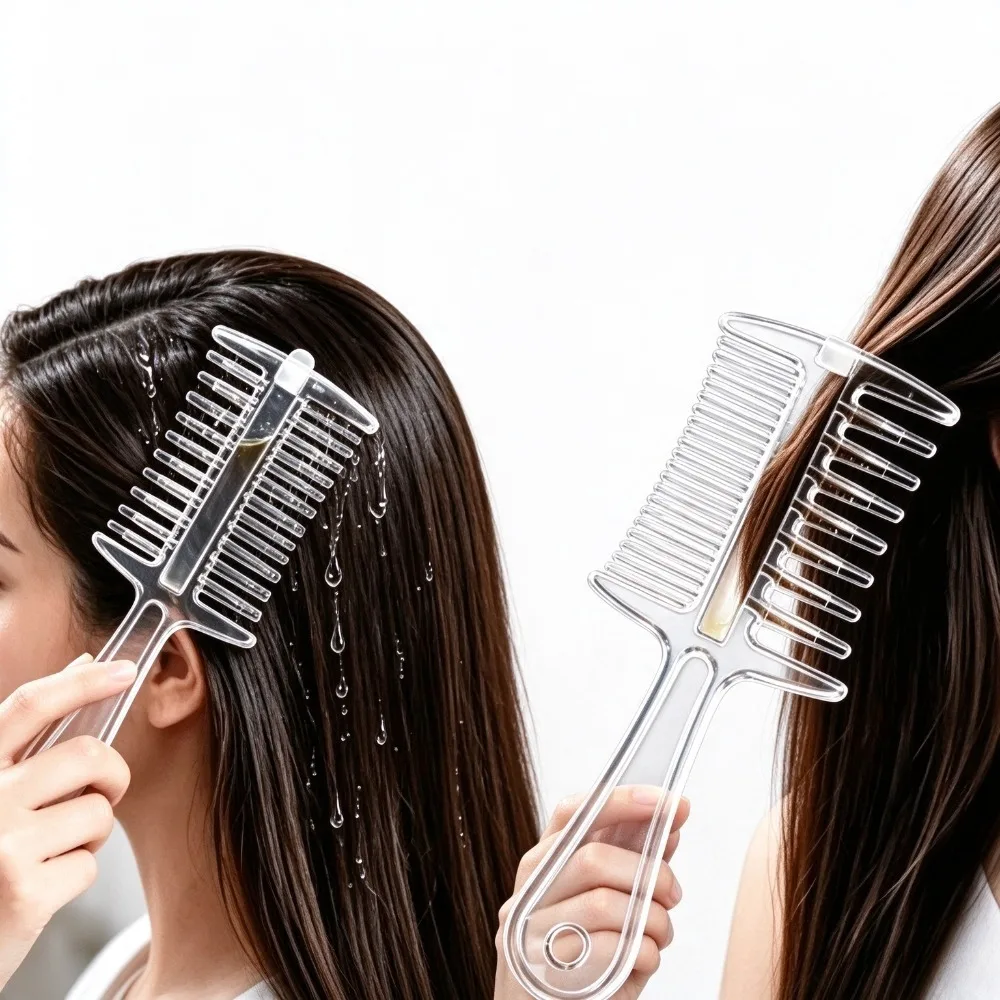 2 in 1 Scalp Oil Applicator Comb with 7 Rolling Massage Tips Multi-Function Liquid Dispensing Comb Anti-Frizz Hair Care Gift