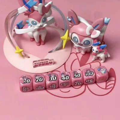 9/set Dice PTCG Pokemon Match Scoring Damage Counter Damage Indicator Roleplaying Game Dice Sylveon Dice Sylveon Sleeve Wave36