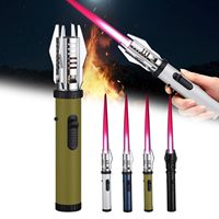 Metal Turbine Torch Flame Spray Gun Red Flame Butane Gas Lightsaber Lighter Kitchen Outdoor Windproof Barbecue Welding Tool Gift