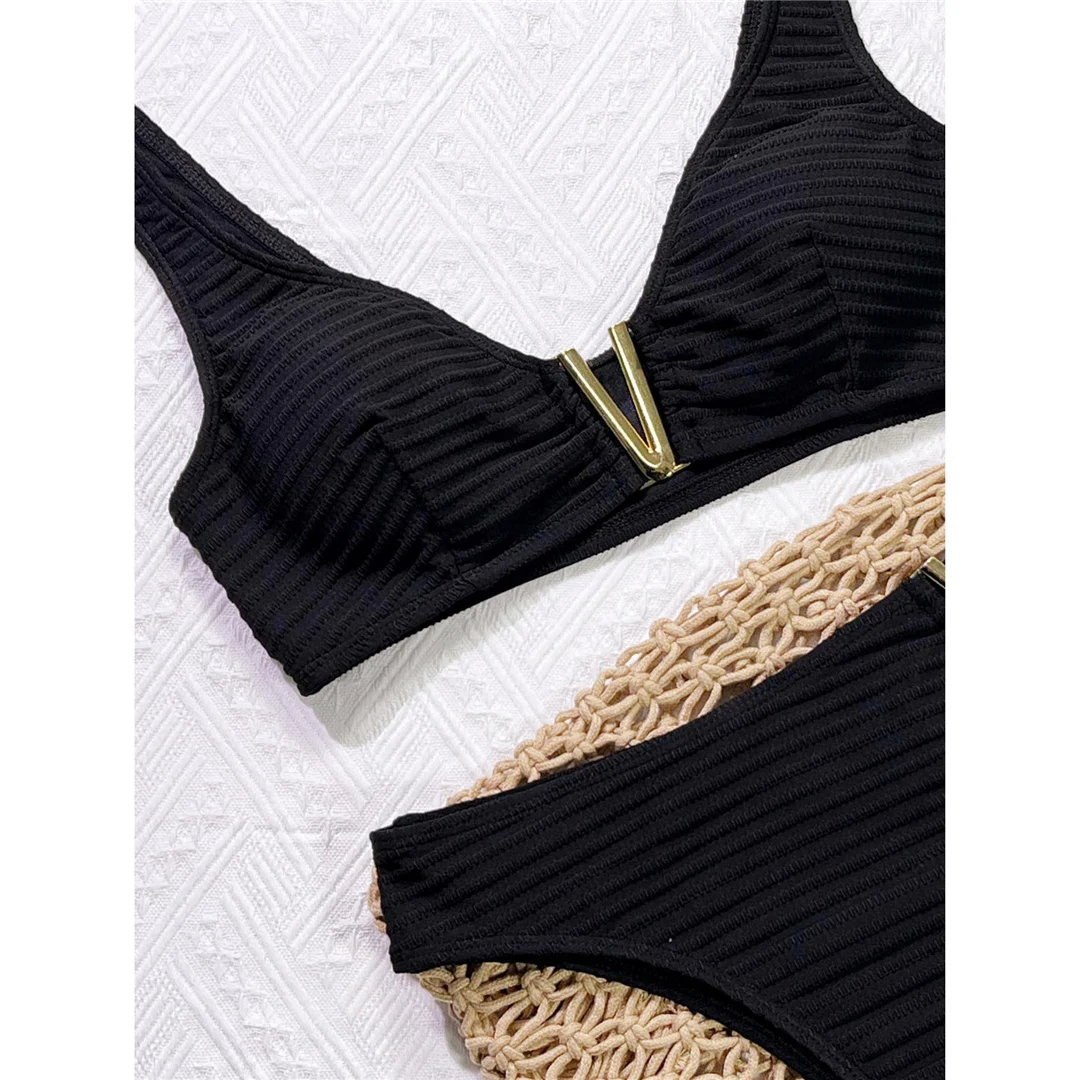 Sexy V-förmiger Bikini mit hohem Beinausschnitt und mittlerer Taille, zweiteiliger Bikini-Set, Badeanzug, Damen-Badebekleidung, Bather Swim V6929 – Detail 13