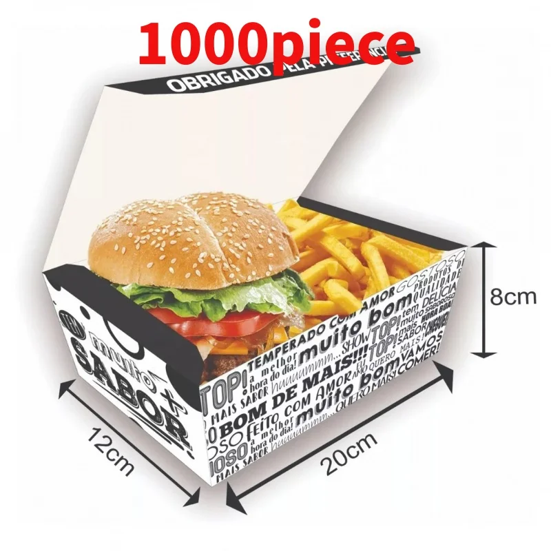 

10 00piece.Custom.Custom Hamburger Burger Box Packaging Custom,French Fries Packaging Fired Chicken Box,Paper Fast Food Packagin