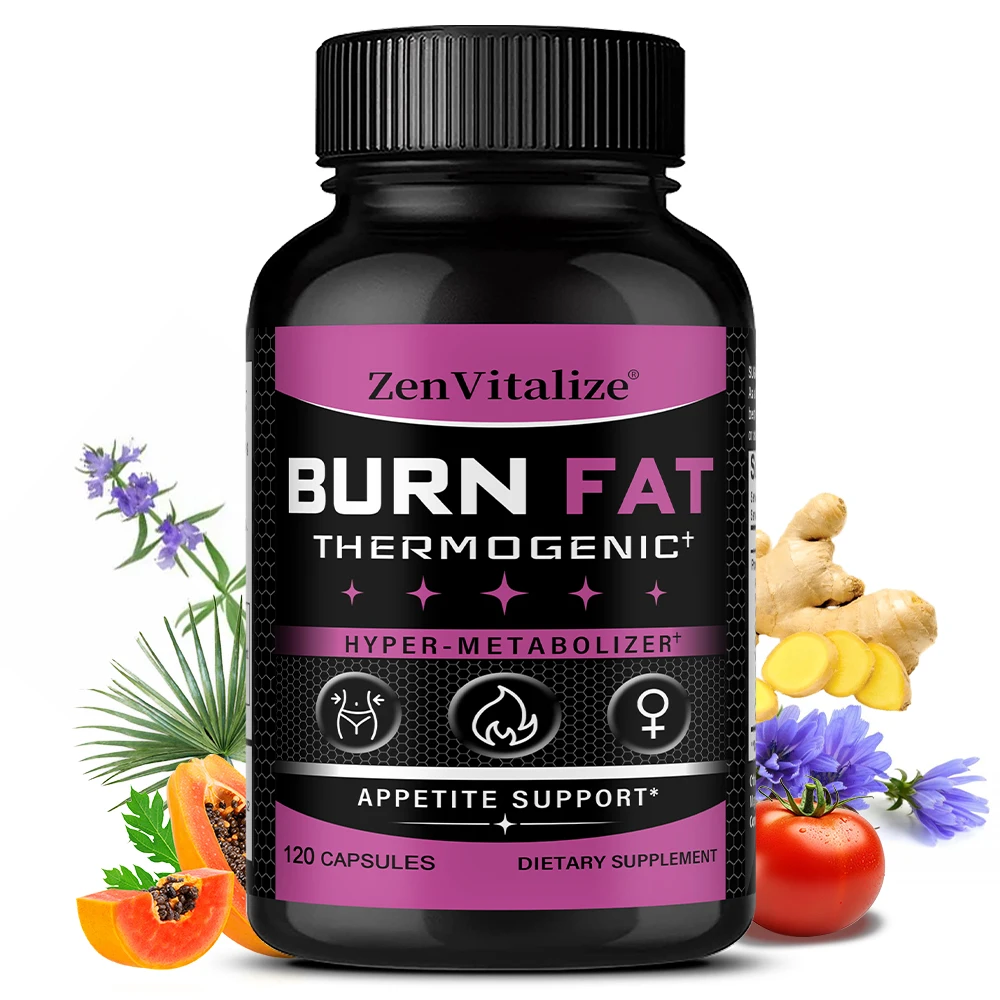 Quemador de Grasa para Mujeres, Mezcla de Psyllium, Repollo, Palma y Jengibre, Supresor del Apetito, Acelera el Metabolismo, Reduce la Grasa Abdominal