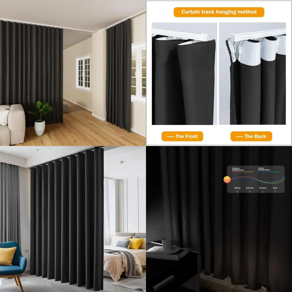 

Blackout Floor-to-Ceiling Curtain with Hooks, Wall or Ceiling Mount, Sliding Door Use, Extra Wide for Room Dividers (150 W x 96