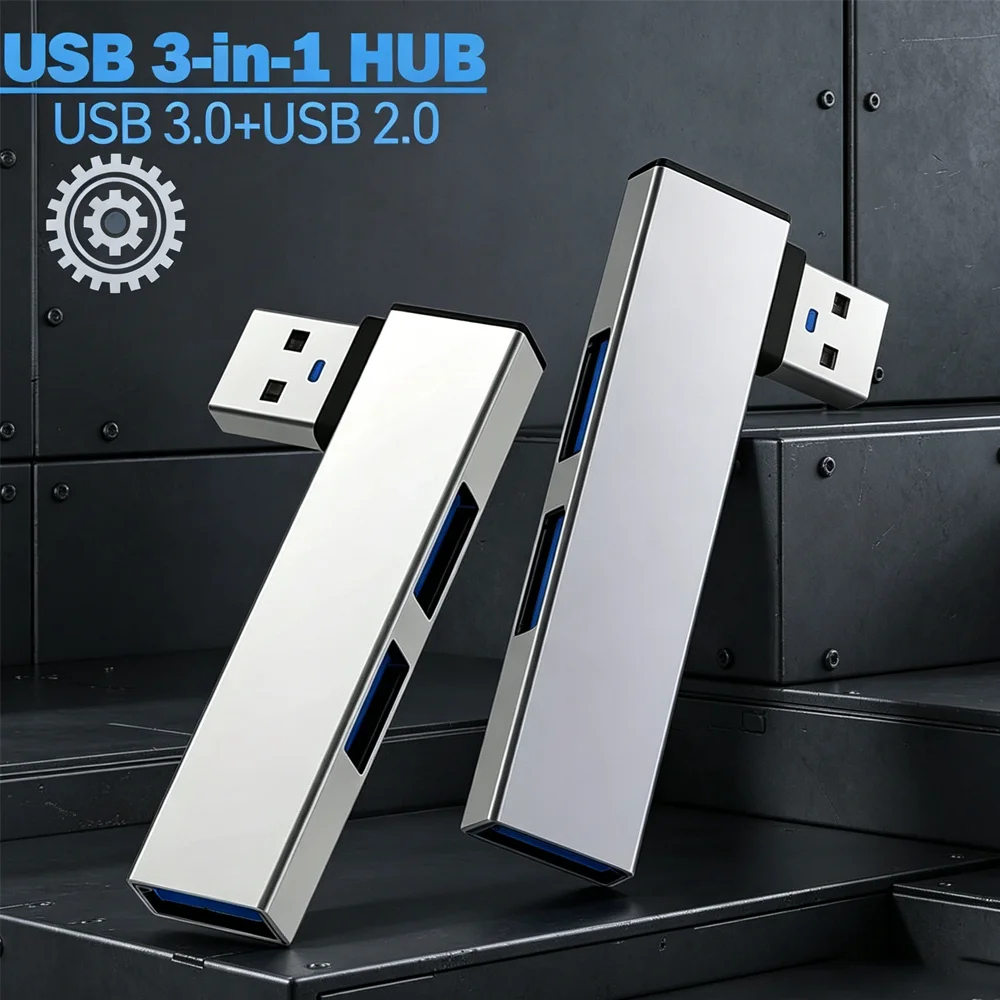 USB-Hub 3-in-1 Typ-C-Hub OTG USB 3.0/2.0 Erweiterung Hochgeschwindigkeits-OTG-Konverter Tragbare Dockingstation für PC Computer Laptop