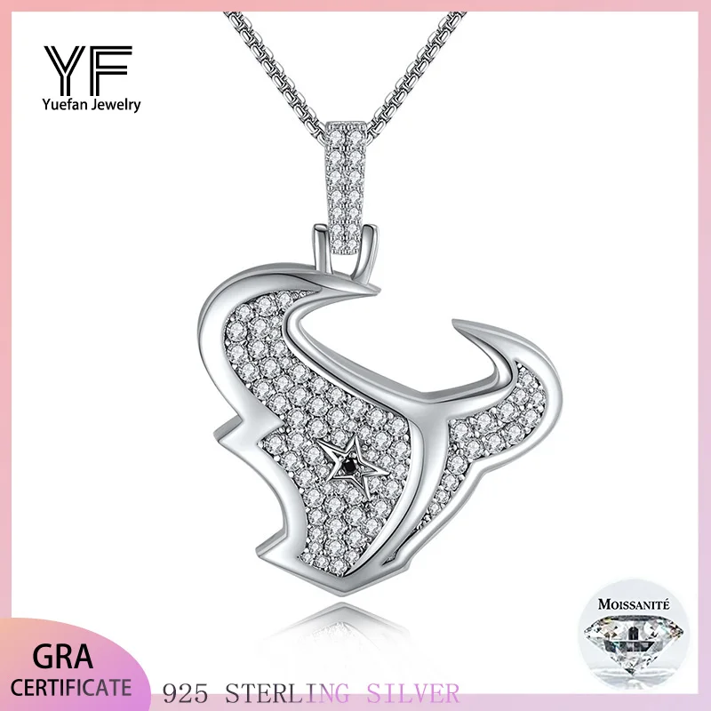 

S925 Silver Moissanite Bullhead Hip Hop Pendant 0.1CT Certified Hip Hop Style Jewelry Personalized rings Valentine's Day Gift