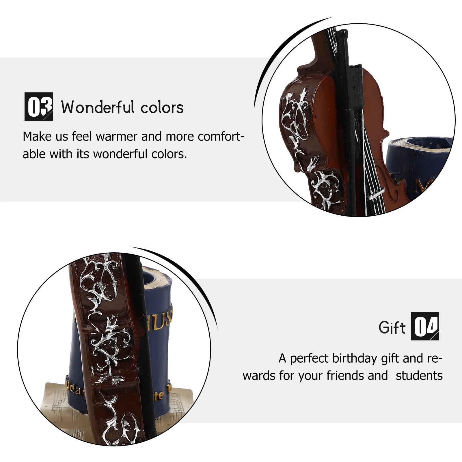 

Instrument Pen Container Penholders for Desk Decorative Brush Music Novelty Musician's Theme Retro
