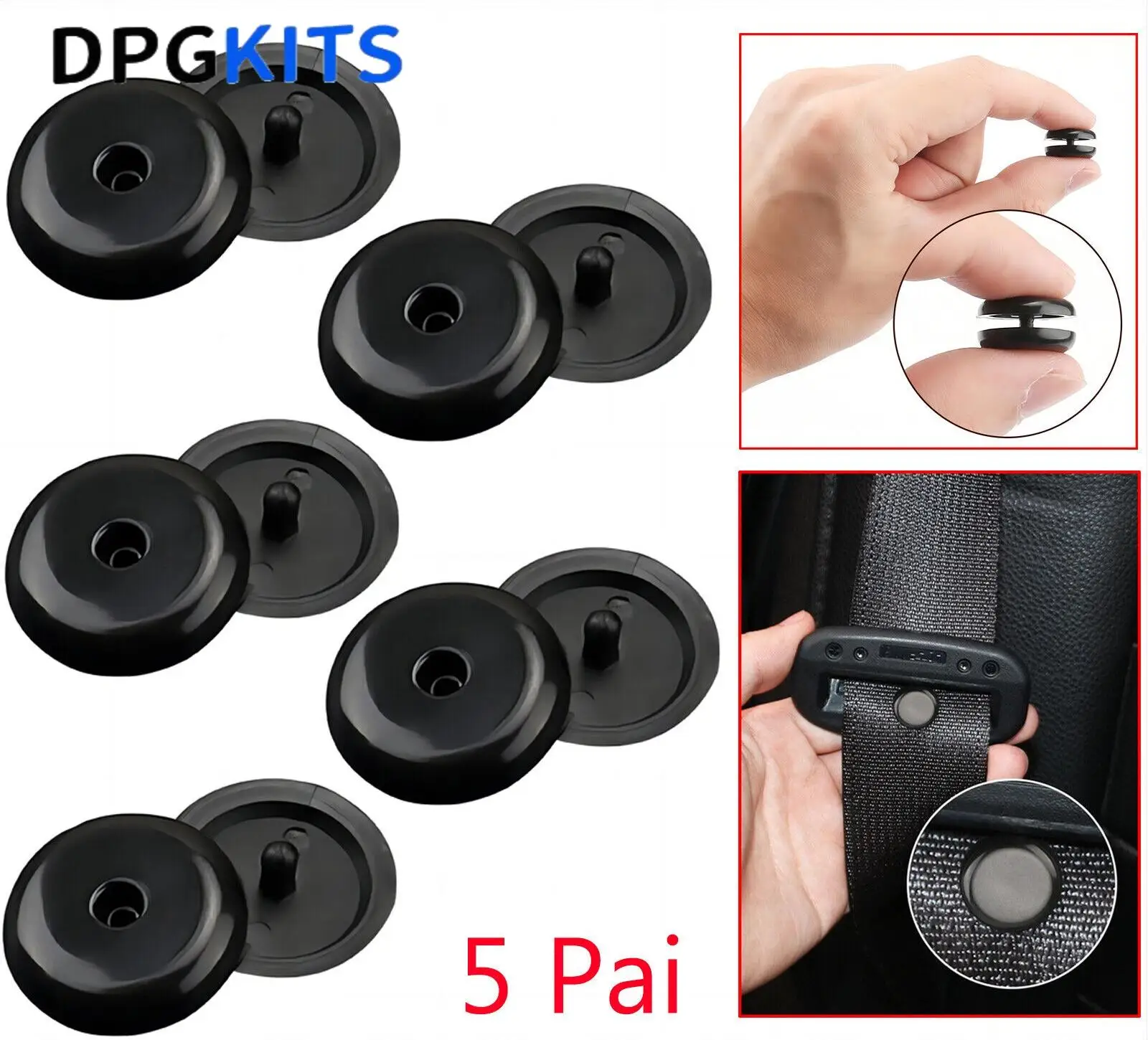 5 Sets Universal Car Safety Seat Belt Stopper Buckle Limit Buckle Clip Retainer Non-Slip