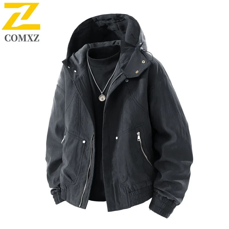 

Men Casual Jacket 2025 New Spring and Autumn Fashion Versatile Windproof Breathable Loose Hooded Jacket Outdoor Commuting Jacket