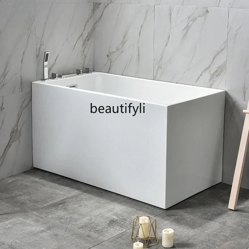 

Free-standing acrylic small bathtub Sitting household mini deep bath Simple bathtub