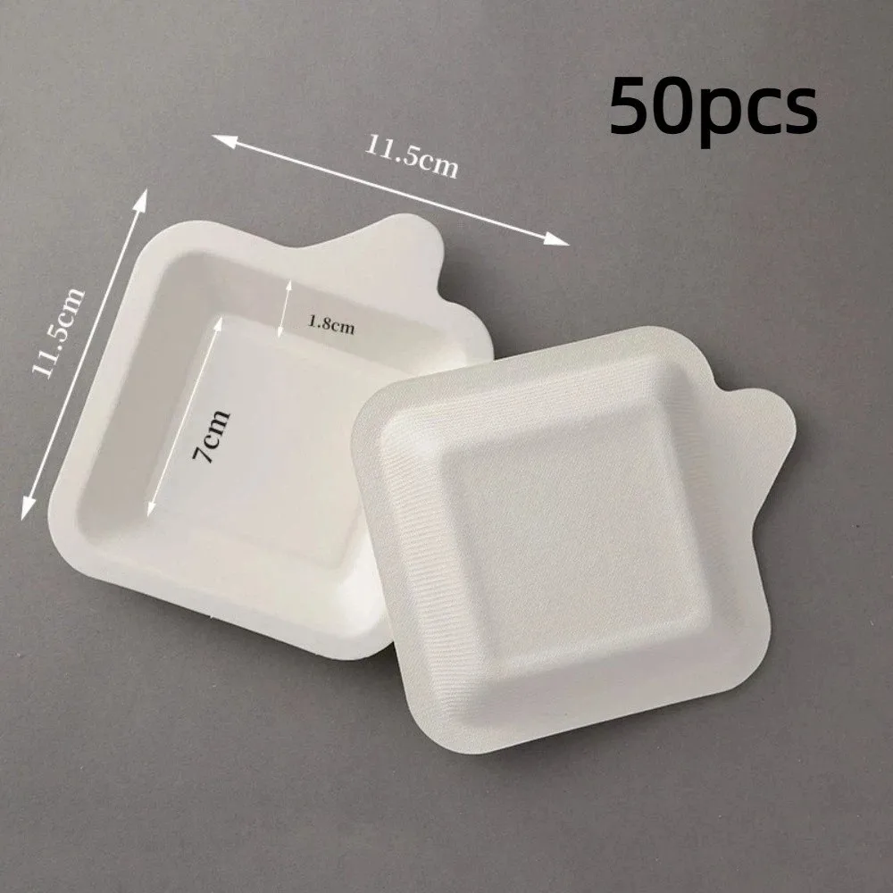 50Pcs New Disposable Paper Plates Thickened Square Fruit Plate Lightweight Cake Tableware Picnic Birthday Party