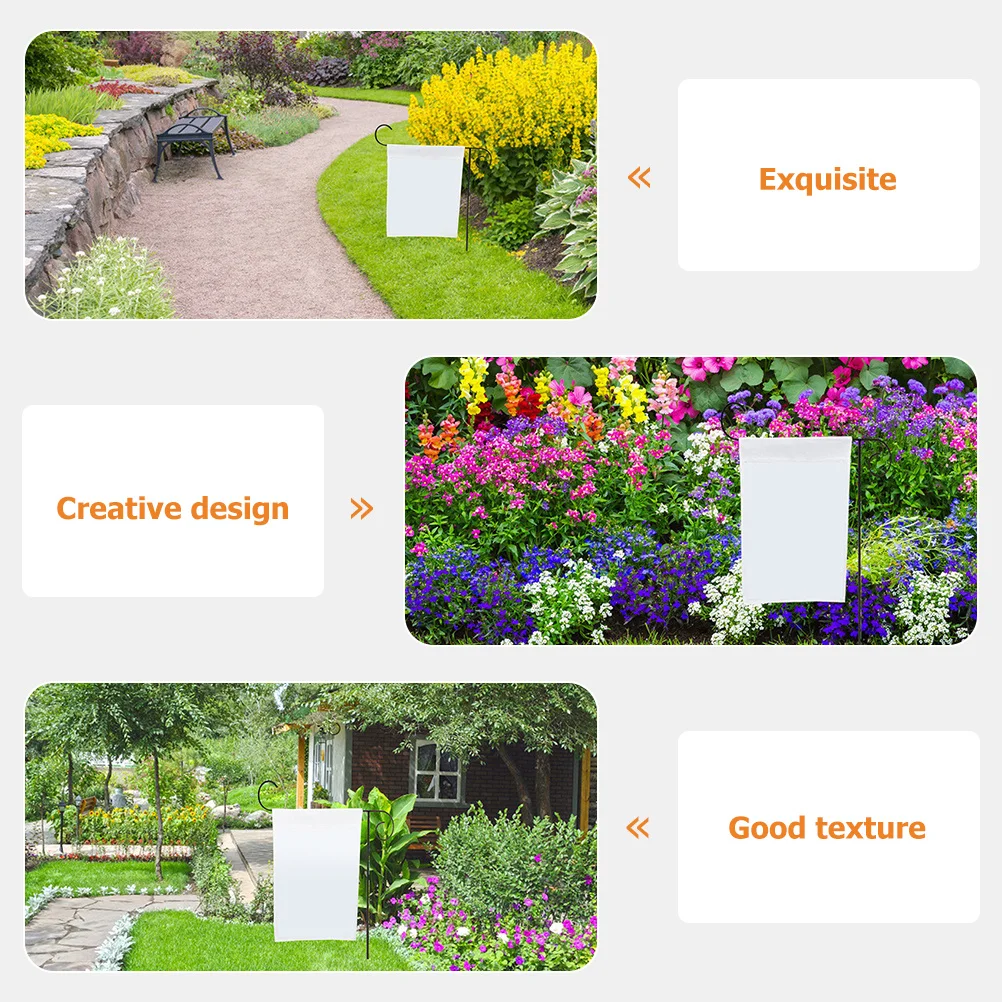

12 Pcs Flag Blank Garden Outdoor Flags Diy Decoration Polyester Blanks Small White Mini