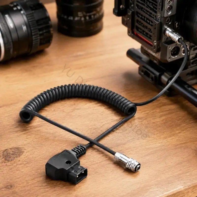 96BA Stromkabel für mobile Filmkameras, spiralförmiges D-TAP-auf-BMPCC-4K-Locking-Fit-Kabel für Live-Produktion, flexibles – Detail 5