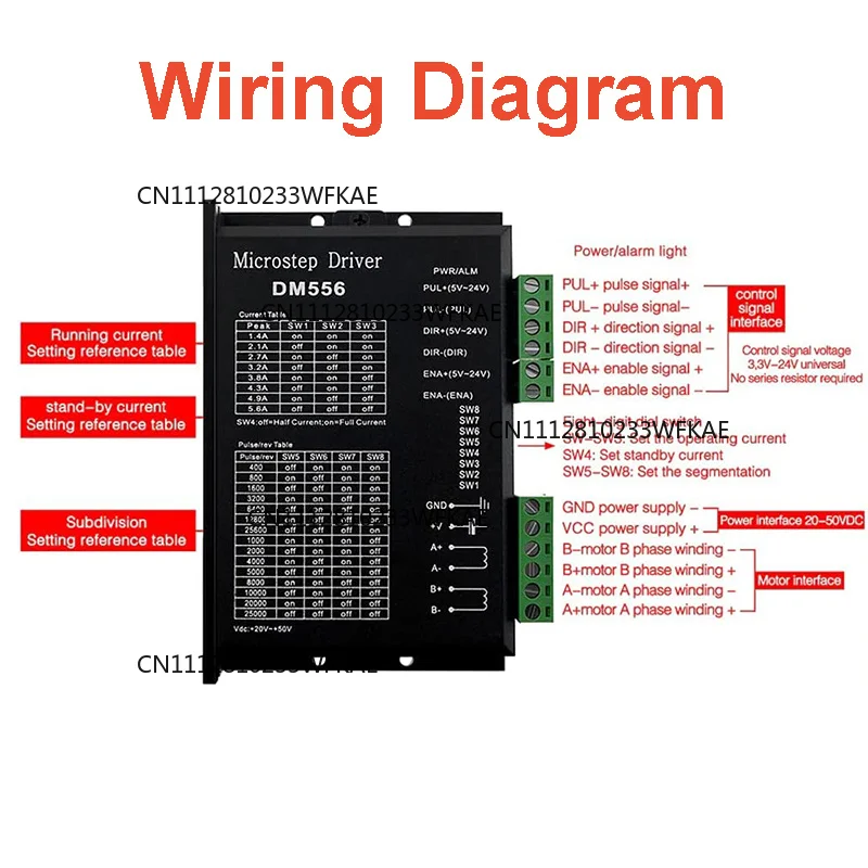 3/5pcs Digital Stepper Motor Driver DM556 2 Phase DC20V-50V 5.6A 42 57 86 Stepper Motor Controller For NEMA 17 23 34 Series
