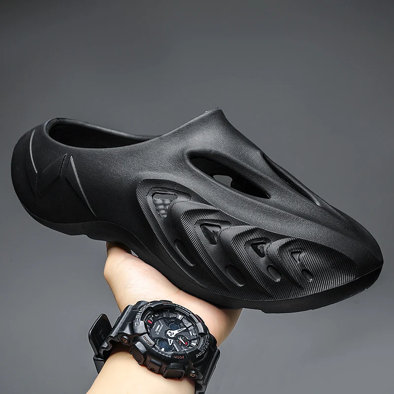 

Мужские трендовые новые летние тапочки Yezzy, шлепанцы с мягкой подошвой из ЭВА, легкая пляжная обувь, мужская подходящая для дома и улицы