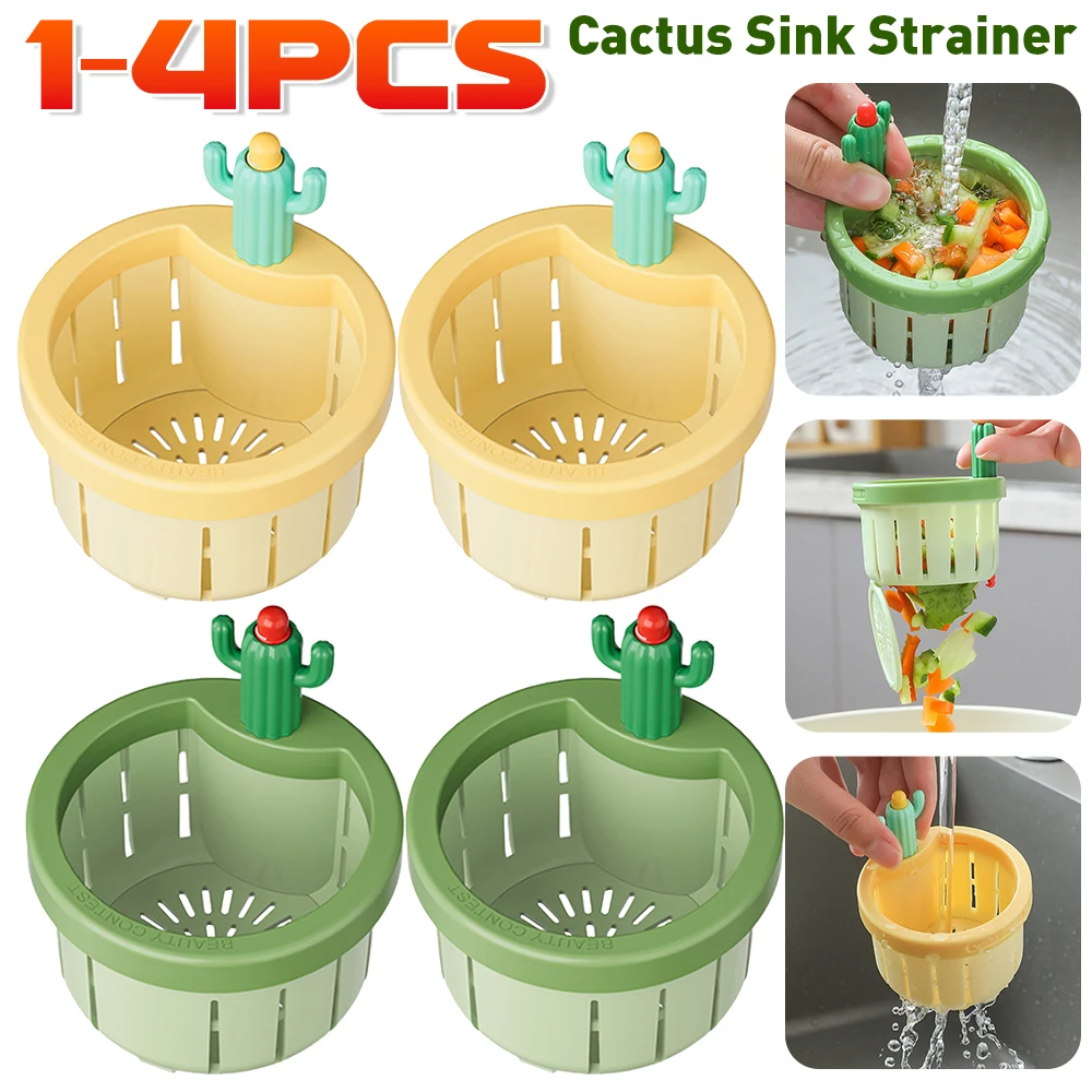 

1-4pcs Cactus Sink Strainer Kitchen Strainers Drain Hair Catcher Kitchen Sink Filter Food Strainer Basket Kitchen Accessories