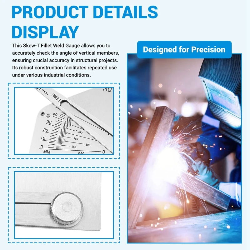 Skew-T Fillet Weld Gauge Gage Checking Angle Of Vertical Member Weld Acute-Side Obtuse Side Welding Inspection