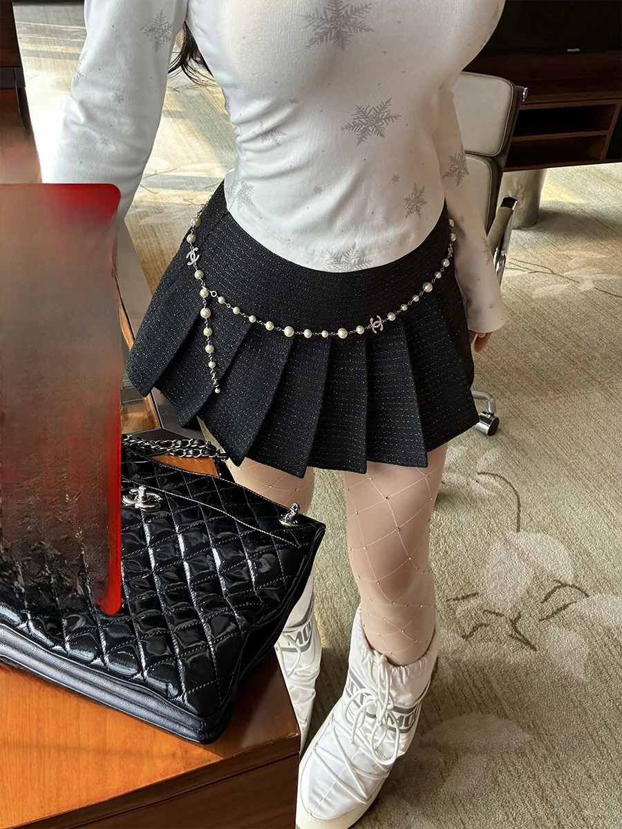 

Cherry Micro Fat Miss A-Line Skirt Winter Thiened Woolen Plaid Women's Faionable Skirt Polyester Cotton Blend