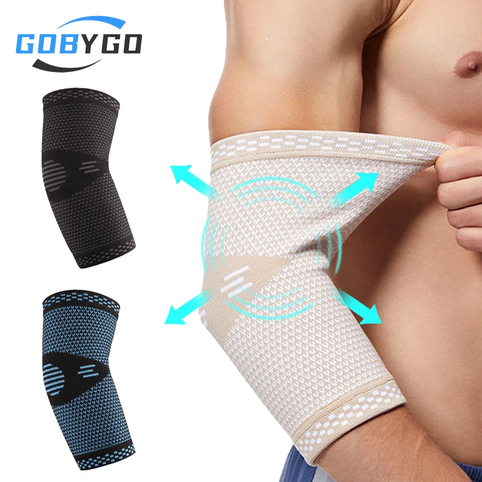 GOBYGO 1Pcs Elbow Brace Basketball Weightlifting Compression Support Pain Relief Tennis Elbow Golfers Elbow Arthritis Men Women