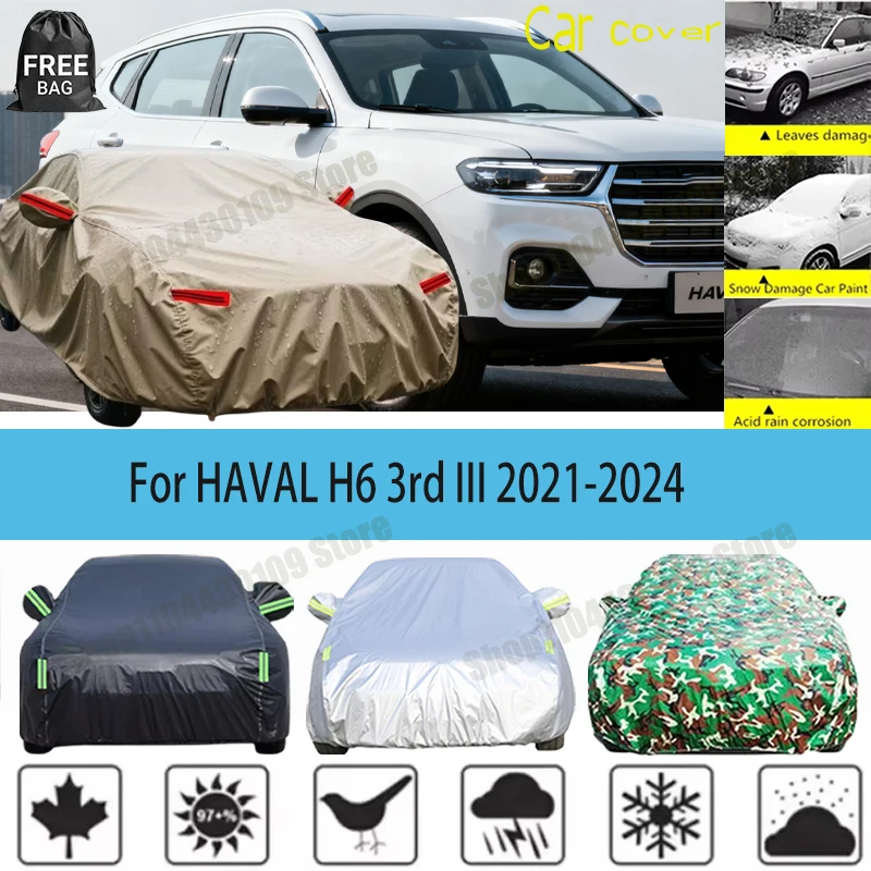 

For HAVAL H6 3rd III 2021 2022 2023 Car Cover Waterproof Summer Sun Shade Anti-UV Winter Rain Snow Prevent Cover