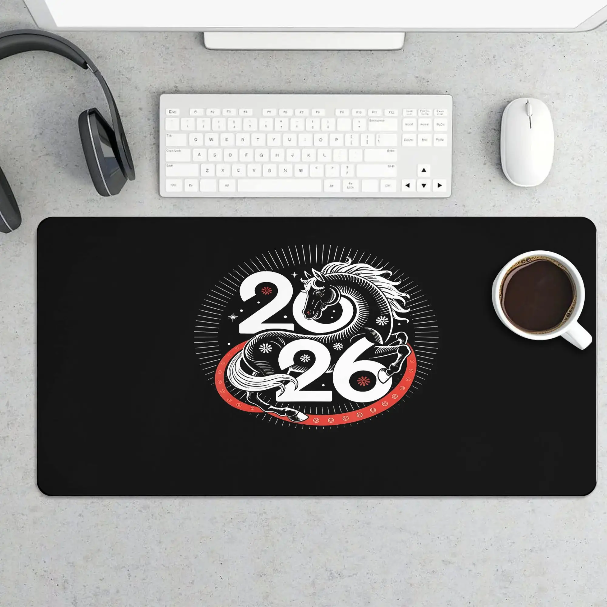 

2026 Horse Year Mouse Pad Non-Slip Thickened Desk Mat for Office Gaming PC New Year Gift