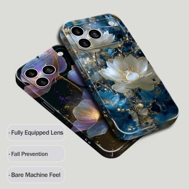 

Sparkling Blue Flower Phone Case For Apple iPhone 17 16 16E 15 14 13 12 11 Air Pro Max Plus Feilin Protective Shell