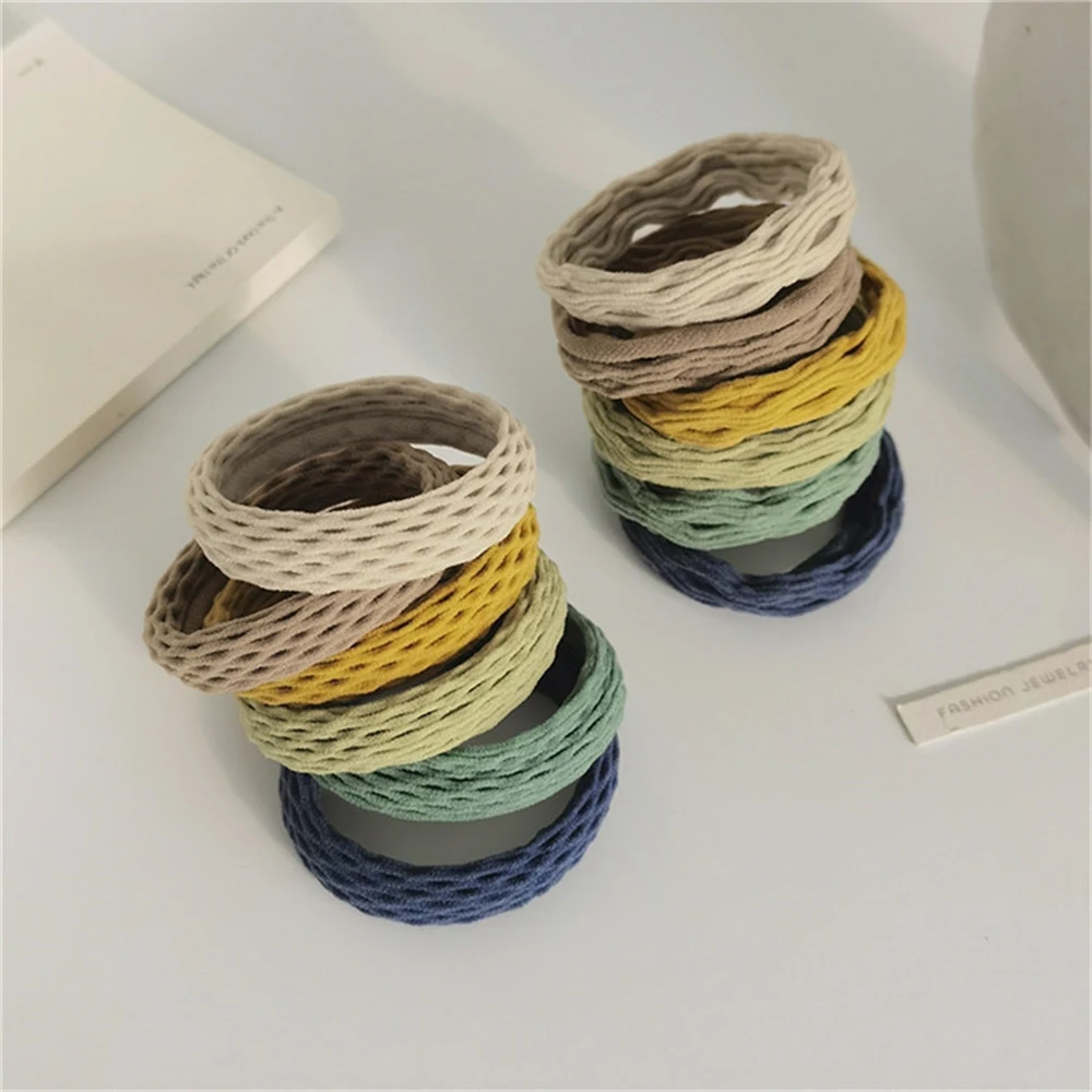 6Pcs/Set Spiral Hair Ties Rubber Bands Ponytail Holders Elastic Mesh Towel Hair Loop High Horsetail HeadBands Ropes Accessories