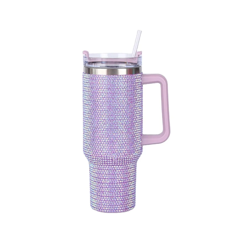 

2024 design 40oz with handle bling stainless luxury vacuum flask large capacity thermos