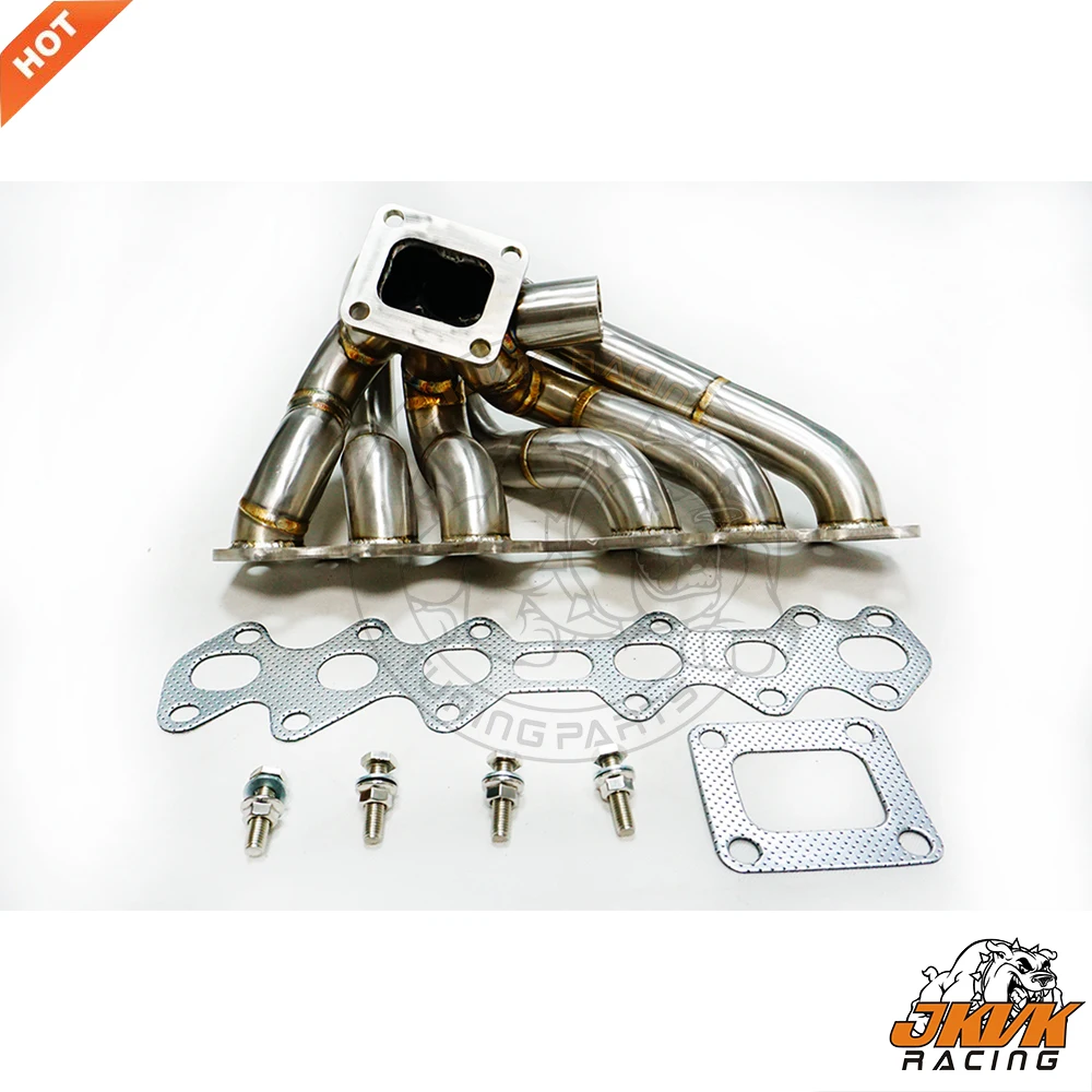 JKVK 레이싱 45mm 2JZ-GTE 2jz 동일 길이 SS304 3mm 스팀 파이프 터보 매니폴드 T4 플랜지 (수프라 2JZGTE 터보 매니폴드용)