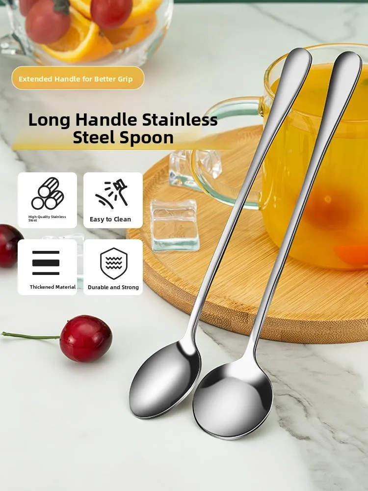 Cuchara de café de acero inoxidable con mango largo, cuchara creativa para mezclar miel, cuchara para bebidas frías, cuchara para sandía, cuchara para postre