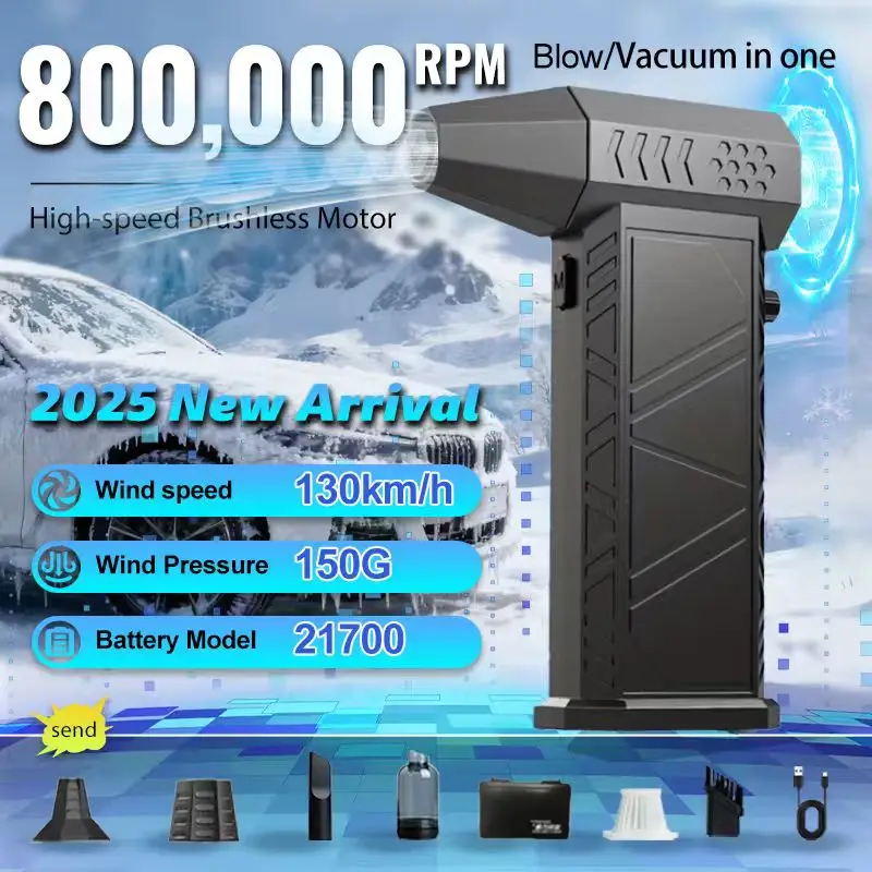 800,000RPM  Air Blower New X9 Turbo Fan Upgrade Rechargeable Blower Brushless Turbo Fan Portable Dust Blower Electric Dryer
