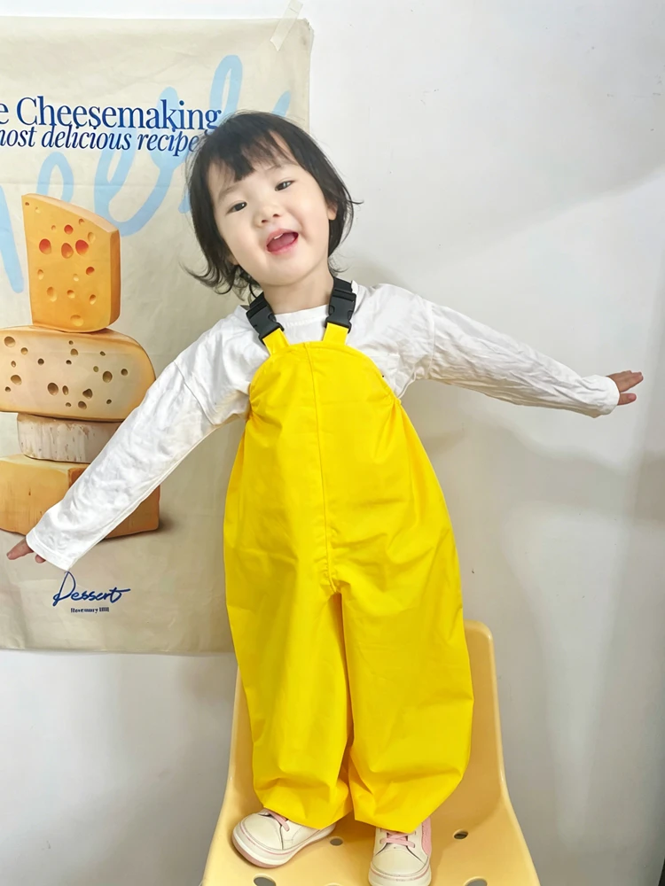 Cartoon Children Overalls Kids Rain Dungarees Windproof Waterproof Suspender Pants Boys And Girls Overalls Rain Pants