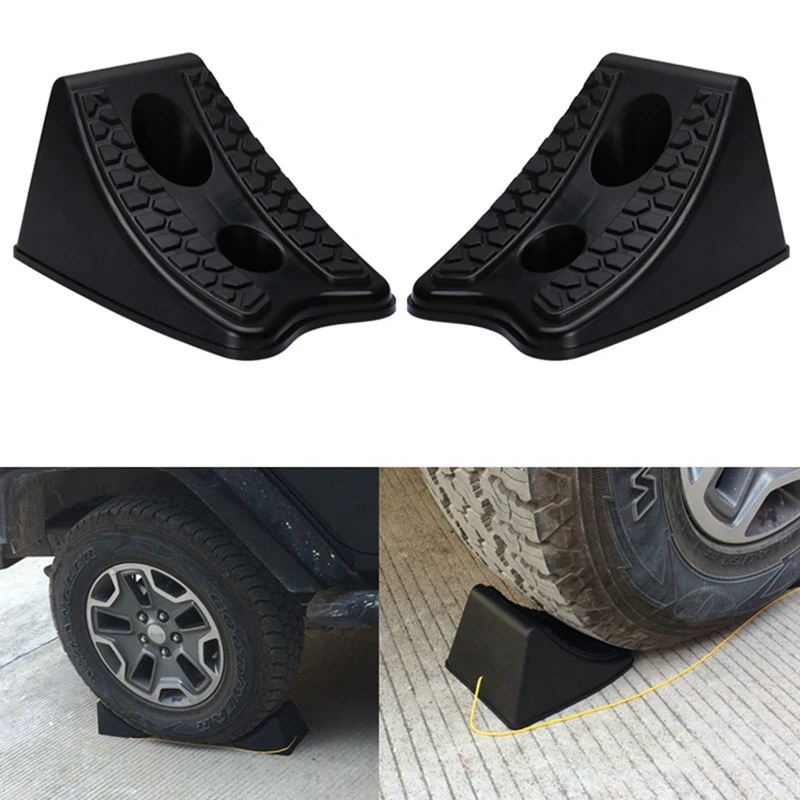 Super Sale 1 Pair Heavy Duty Wheel Chock Anti-Slip Vehicle Parking Stop Block for Car, Truck & Trailer