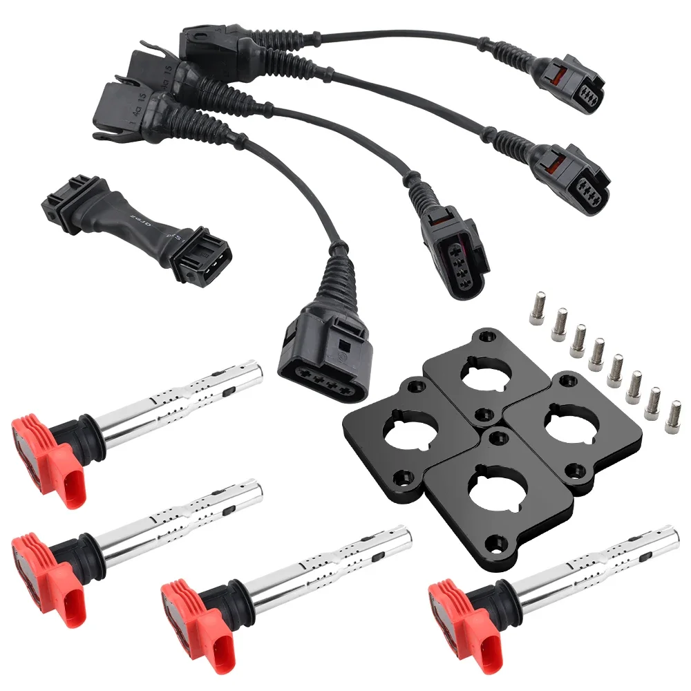 whole Set 2.0T Ignition Coil ICM Harness R8 Coilpack Plates Coil Pack Set For 97-99.5 1.8T B5 A4 Audi (3 to 4 Contacts)