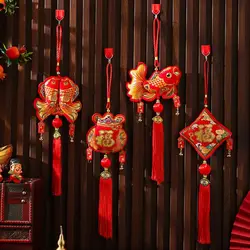 Good Fortune Chinese New Year Pendants Get Rich Good Luck Spring Festival Decorations Best Wishes Red New Year Hanging Ornaments