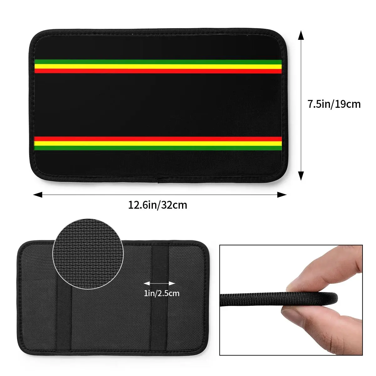 Leather Car Armrest Cover Mat Rasta Stripe Color Center Console Cover Pad Reggae Jamaican Jamaica Proud Storage Box Pad Cushion