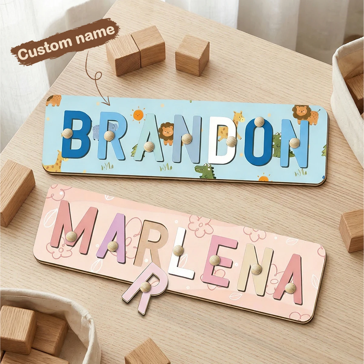 Personalized Alphabet Name Puzzle Display For, Customized Name Letter Puzzle Gift For Birthday Celebration, Family, Friends