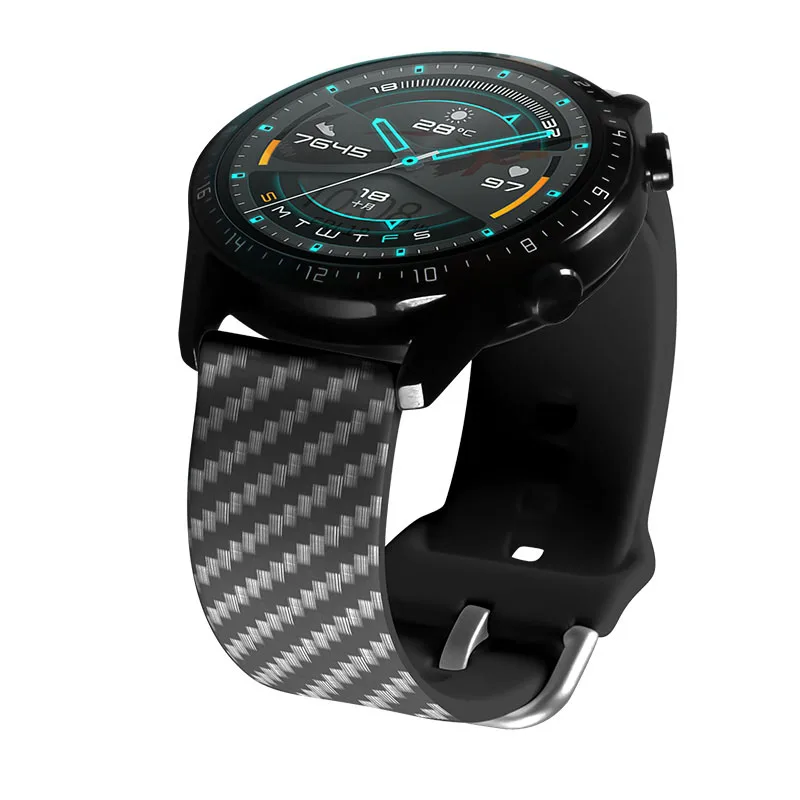 Carbon Fiber Pattern Strap para Samsung Galaxy Watch 3, Active 2 Bracelet, 4, 5, 6, 40mm, 44mm, 46mm, clássico 42mm, 46mm