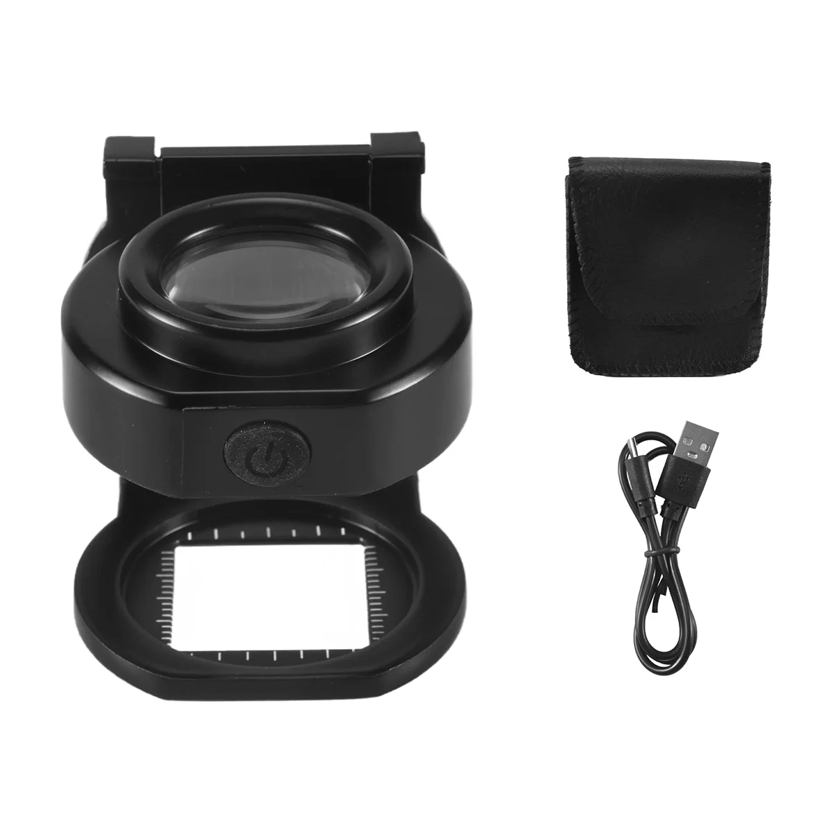 

A34R 25X Loupe Magnifier with 6 Light, USB Three-Folding Desktop Portable Metal Eye Loupe Scale Sewing Magnifing Glass