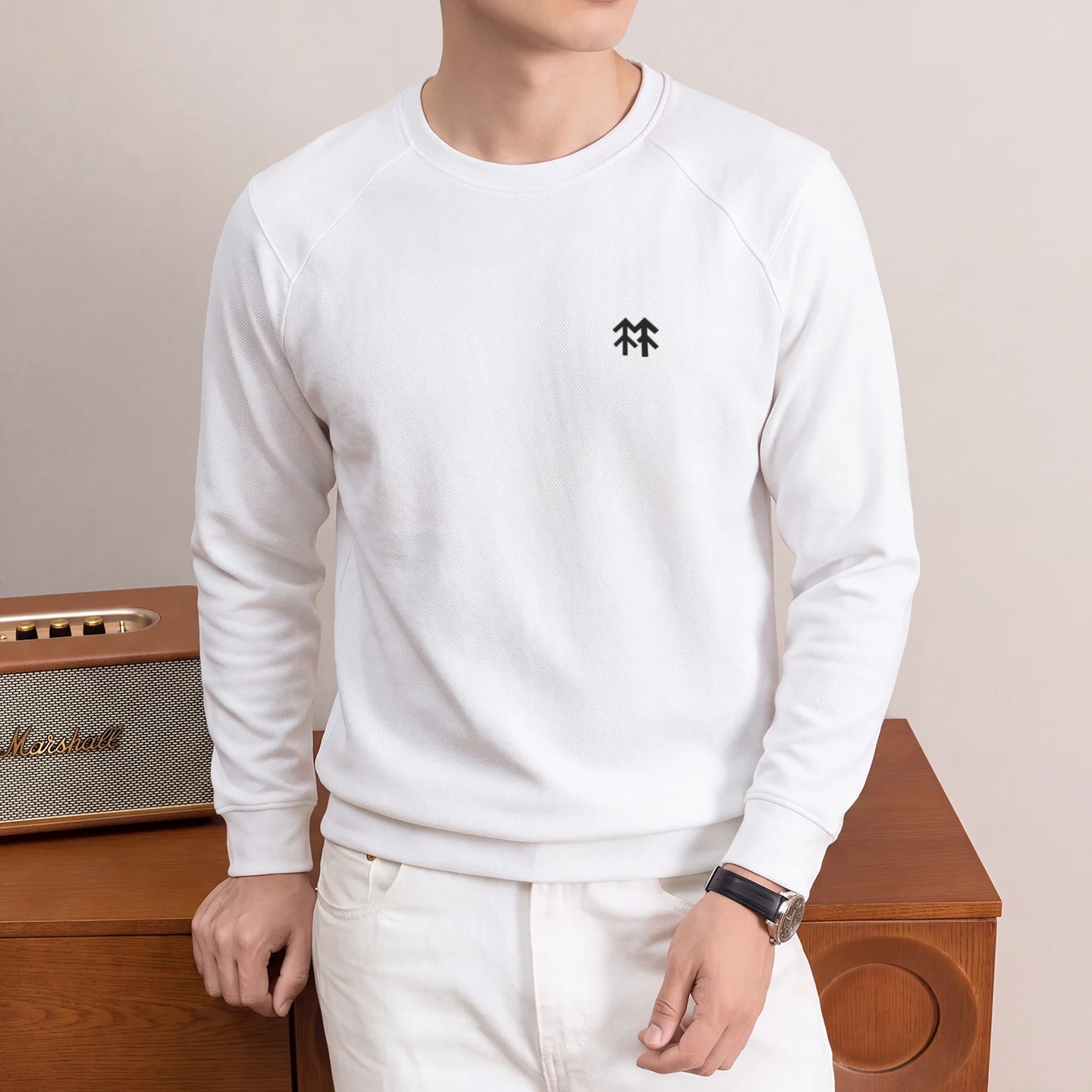 Luxury brand embossed men's sweatshirt lightweight comfort fashion leisure round neck pullover autumn new long sleeve T-shirt