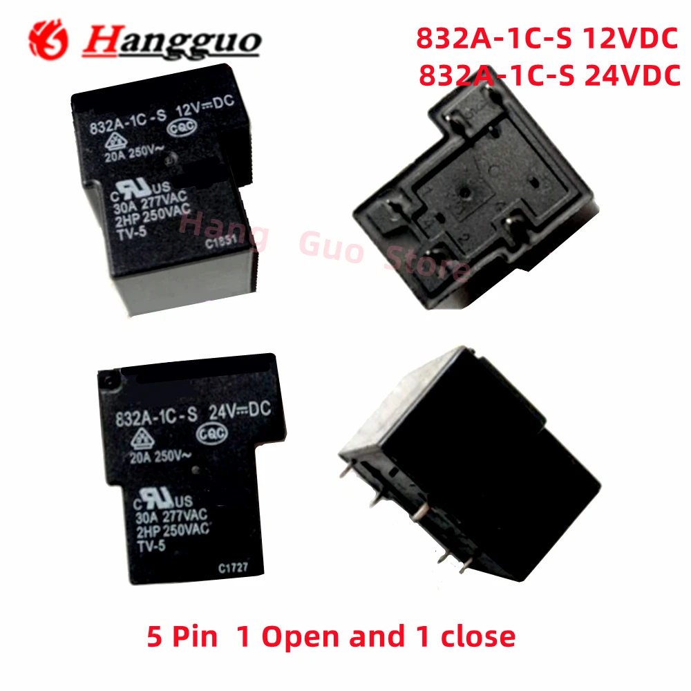 5pcs/Lot Original 832A-1A-S-24VDC 12VDC 5VDC 30A4-pin 832A-1C-S 5V 12V 24V 30A 5-pin Relay