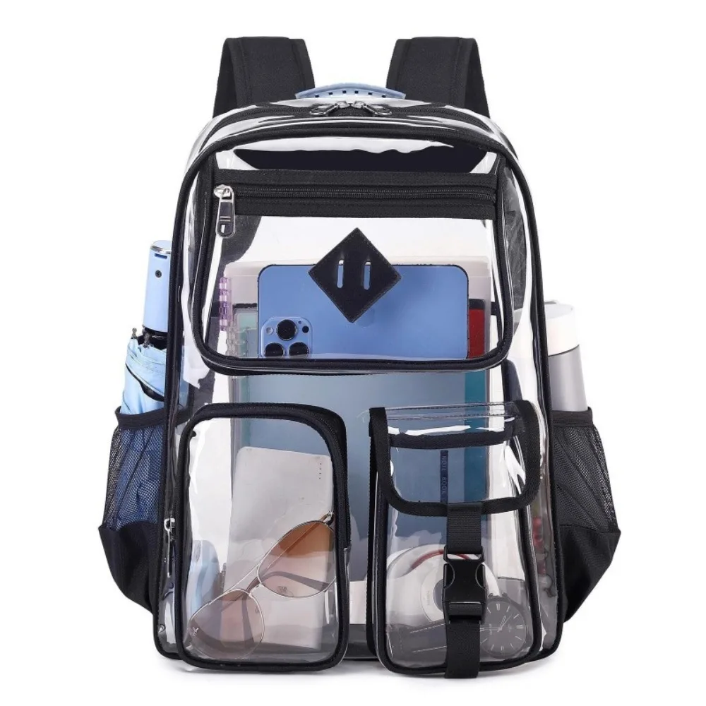 New Transparent Schoolbag Adjustable Strap Large Capacity Computer Bag Versatile Waterproof Shoulders Bag