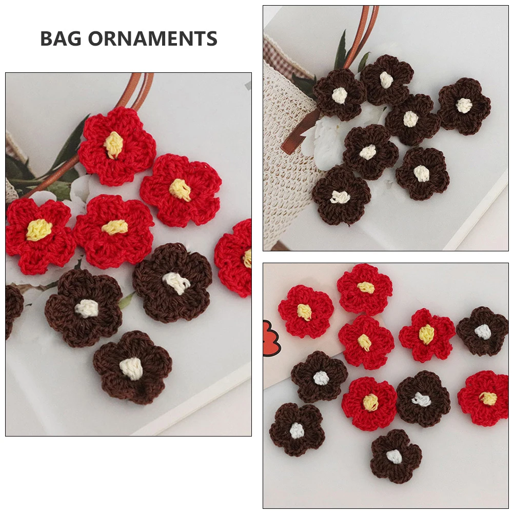 

20pcs Red Flower DIY Crafts Accessories for Earrings Jewelry Making Bag naments Decorative Wool Material Thick Texture Small
