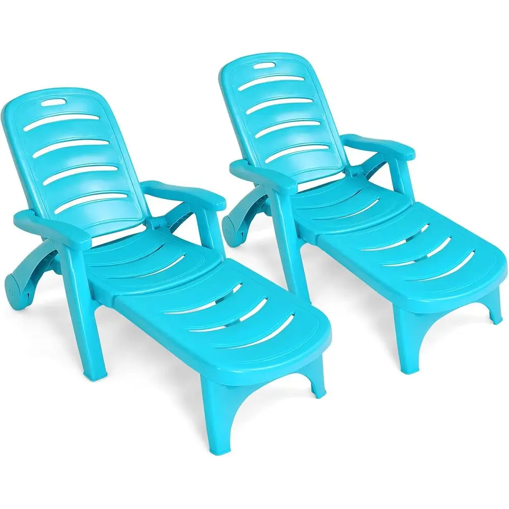 

Шезлонг на колесиках, 2 шт., регулируемый в 5 положениях, цвет морской бирюзы