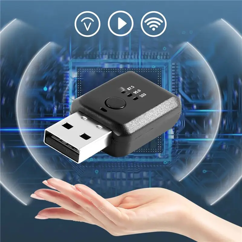 AED8-FM Transmitter Car Wireless Bluetooth 5.0 Radio Modulator Car Kit Handsfree Audio Adapter No Delay NO Noise Accessories