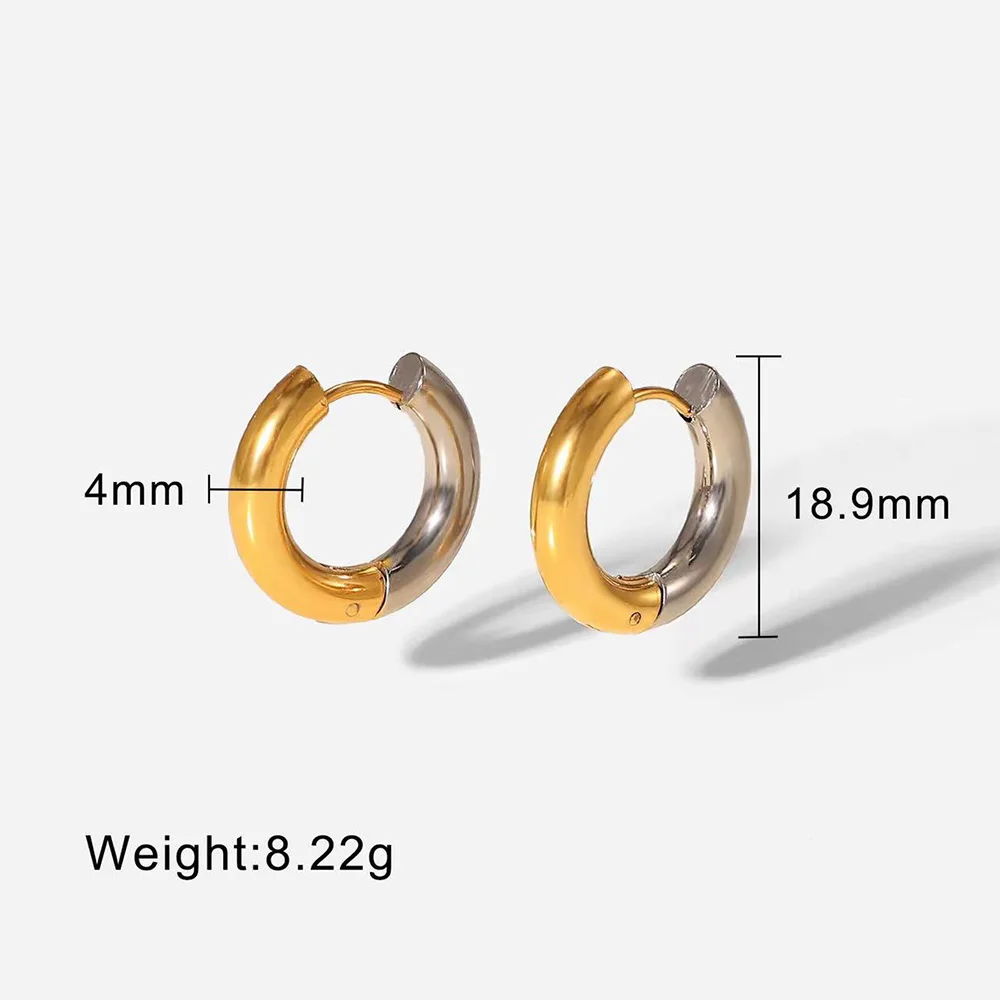 Geometry Simplicity Circle Hoop Earrings For Men Women\'s Stainless Steel Hip Hop Gold Color Fashion Jewelry Gift KAE163