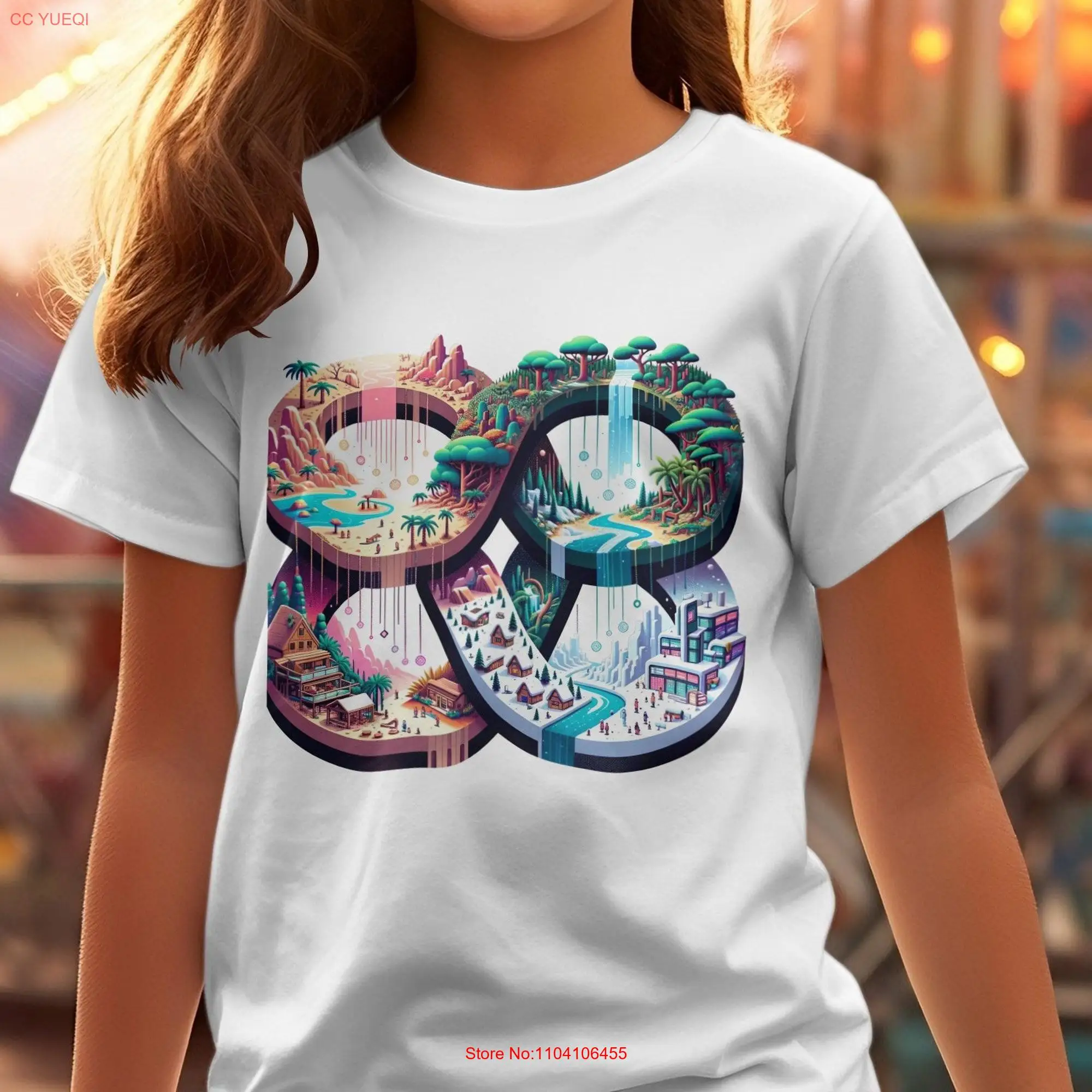 Geometric landscapes T Shirt Summer Outdoor for Shirtns Trippy Psychedelic MC Escher Inspired art long or short sleeves