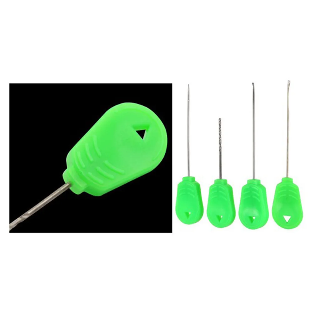 High Quality Hot Useful New Practical Baiting Needle Set Drill Fishing Tackle Green Plastic Stainless Steel 4 Piece