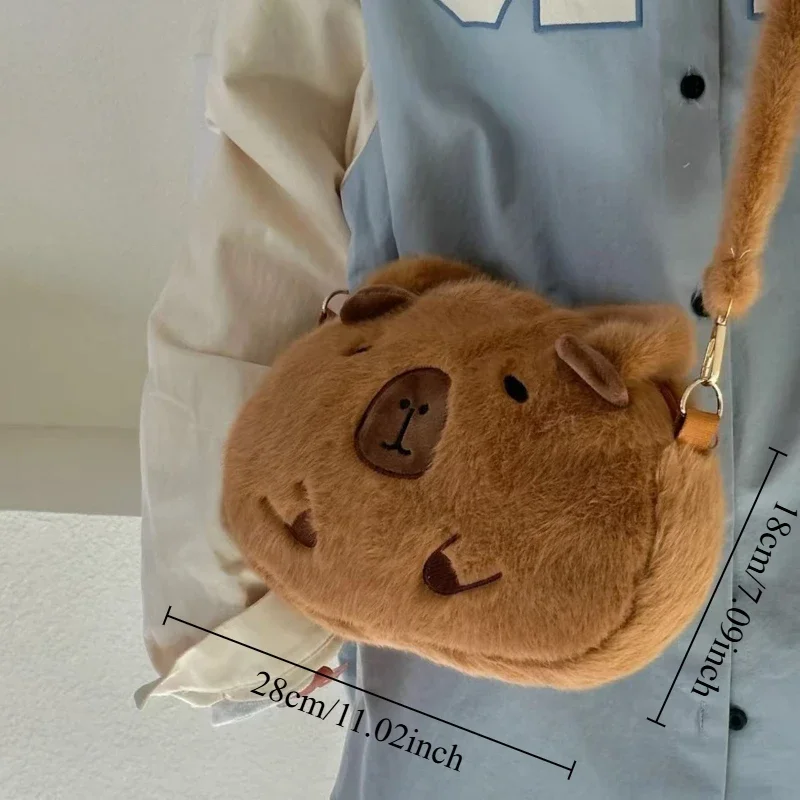 Kawaii Capybara sac à dos en peluche mignon Animal sac à bandoulière étudiant école moelleux portefeuille sac à main cadeau d'anniversaire