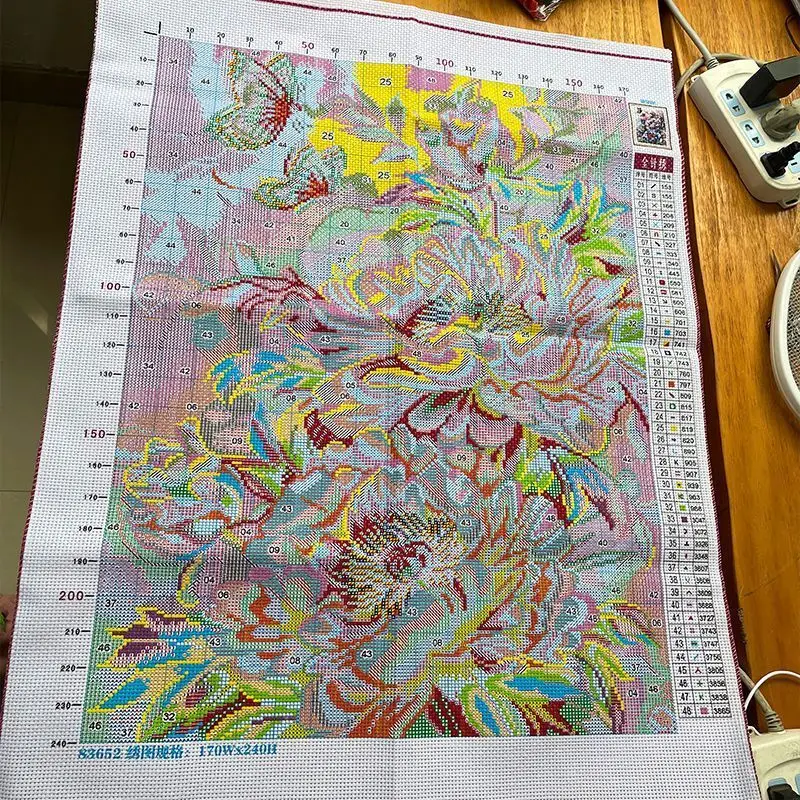 

The completed cross-stitch of "Mountain Flowers in Full Bloom"