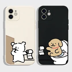 Funny Cartoon Dog Couple Phone Case for IPhone 16 15 14 13 11 12 Pro Max 7 8 15Plus X XS Cute Animal Soft Cover Aesthetic Fundas